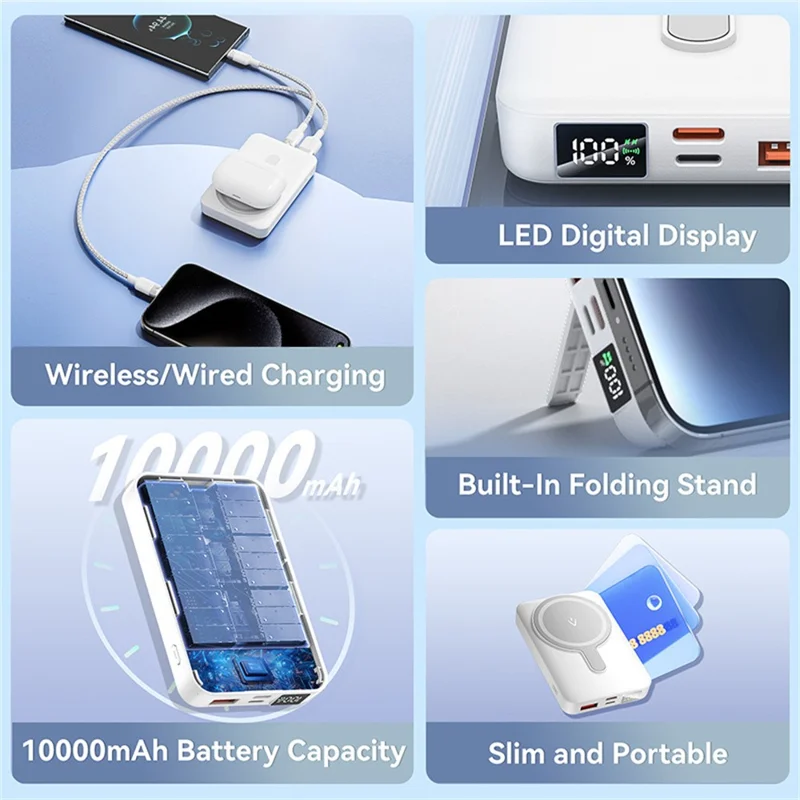 VENTION FHT Series 10000mAh Magnetic Wireless Charging Power Bank 22.5W Fast Charging Portable Charger - Black
