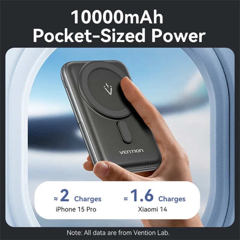 VENTION FHN Series 10000mAh Magnetic Wireless Charging Power Bank 20W Fast Charging Portable Charger - Black