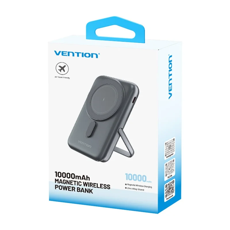 VENTION FHN Series 10000mAh Magnetic Wireless Charging Power Bank 20W Fast Charging Portable Charger - Black