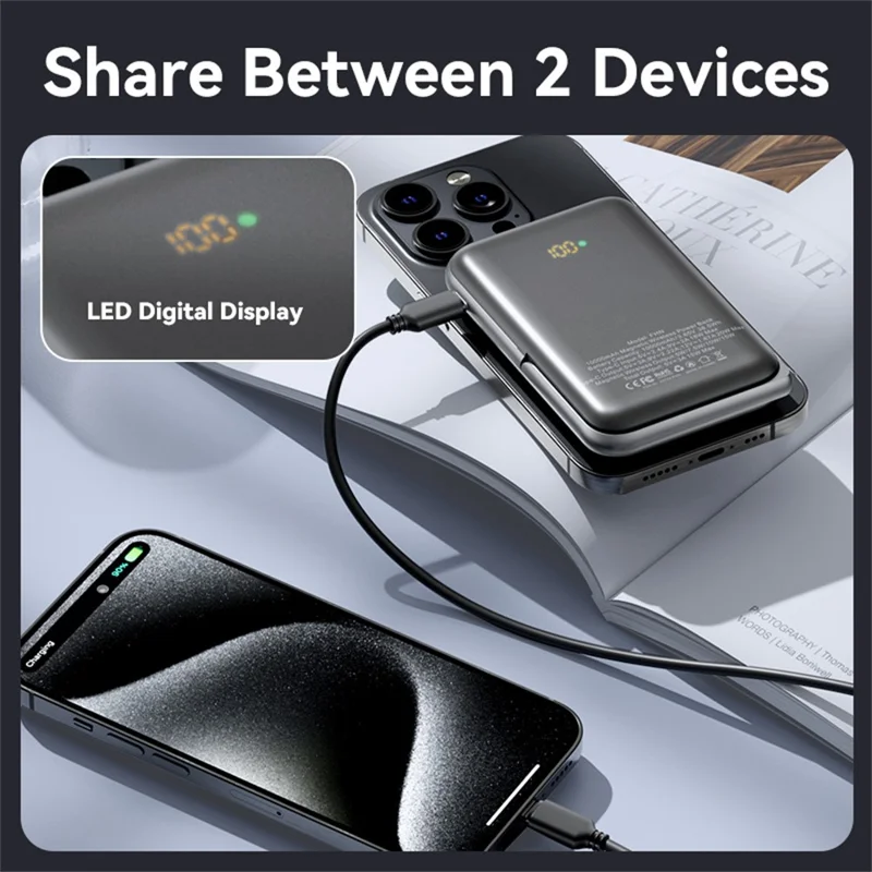 VENTION FHN Series 10000mAh Magnetic Wireless Charging Power Bank 20W Fast Charging Portable Charger - Black