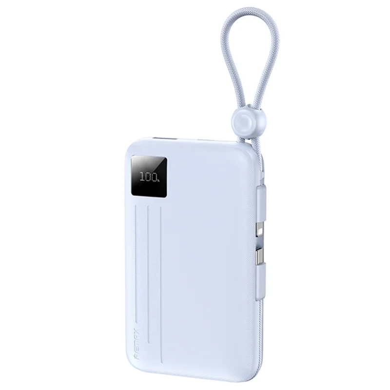REMAX FC-13 Power Bank Portátil de 22,5W com 10000mAh e Cabos Type C + iP Integrados - Azul