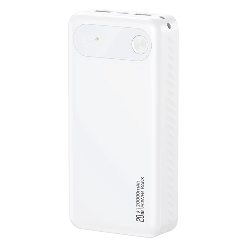 USAMS CD251 PD 20W Power Bank 20000mAh Fast Charging Battery Pack with Digital Display - White