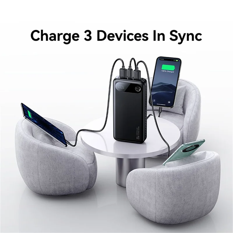 USAMS CD251 PD 20W Power Bank 20000mAh Fast Charging Battery Pack with Digital Display - White