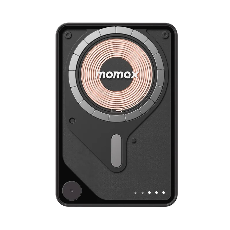 MOMAX 1-Power X Pro 3 in 1 5000mAh Magnetic Wireless Charging Power Bank Transparent Portable Charger with Built-In Cable - Black