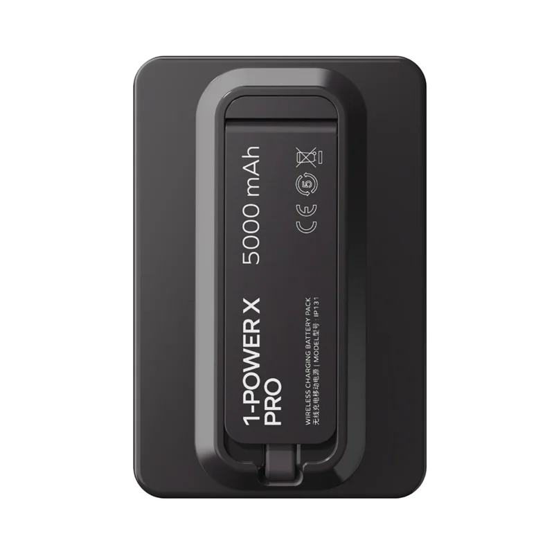 MOMAX 1-Power X Pro 3 in 1 5000mAh Magnetic Wireless Charging Power Bank Transparent Portable Charger with Built-In Cable - Black