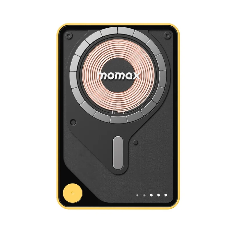 MOMAX 1-Power X Pro 3 in 1 5000mAh Magnetic Wireless Charging Power Bank Transparent Portable Charger with Built-in Cable - Yellow