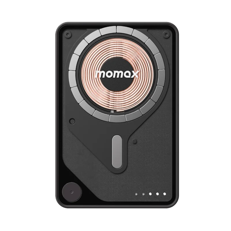 MOMAX 1-Power X Pro 3 in 1 10000mAh Magnetic Wireless Charging Power Bank Transparent Portable Charger with Built-In Cable - Black