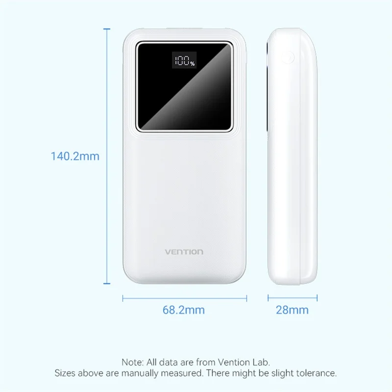 VENTION FHL Serie 20000mAh Powerbank 22,5W mit digitaler Anzeige für Smartphone und Tablet - Schwarz