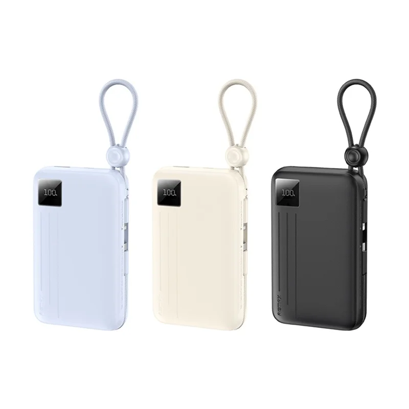 REMAX FC-15 Power Bank Portátil de 20000mAh com Carregamento Rápido de 22,5W e Cabos Duplos Integrados - Preto