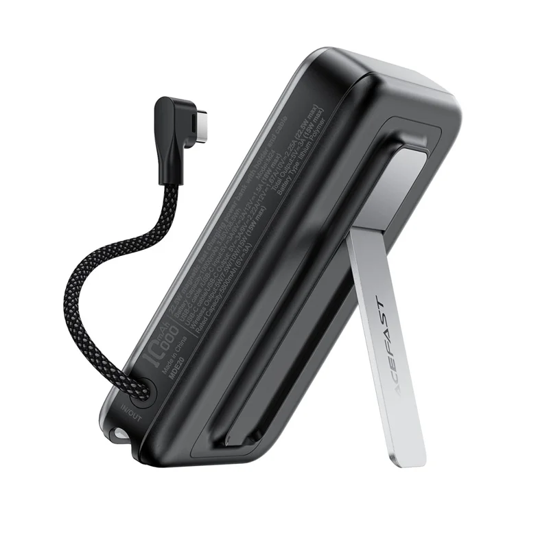ACEFAST M24 Banco de energía magnético de 22,5W con soporte integrado / Cable de 10000 mAh