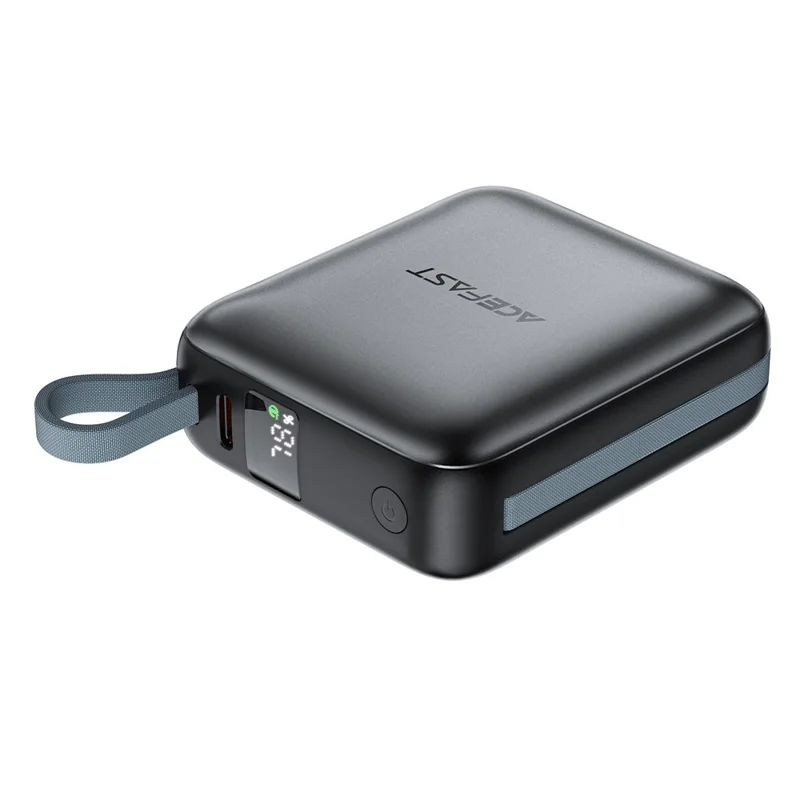 ACEFAST M23 Powerbank 10000mAh mit integrierten Dual-Kabeln, 22,5W Schnellladung, tragbares Ladegerät - Anthrazit