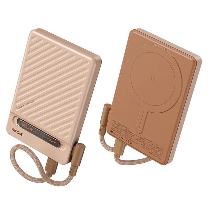 WEKOME WP-112 Magnetic Wireless Power Bank 5000mAh Fast Charging Foldable Stand Portable Charger - Pink