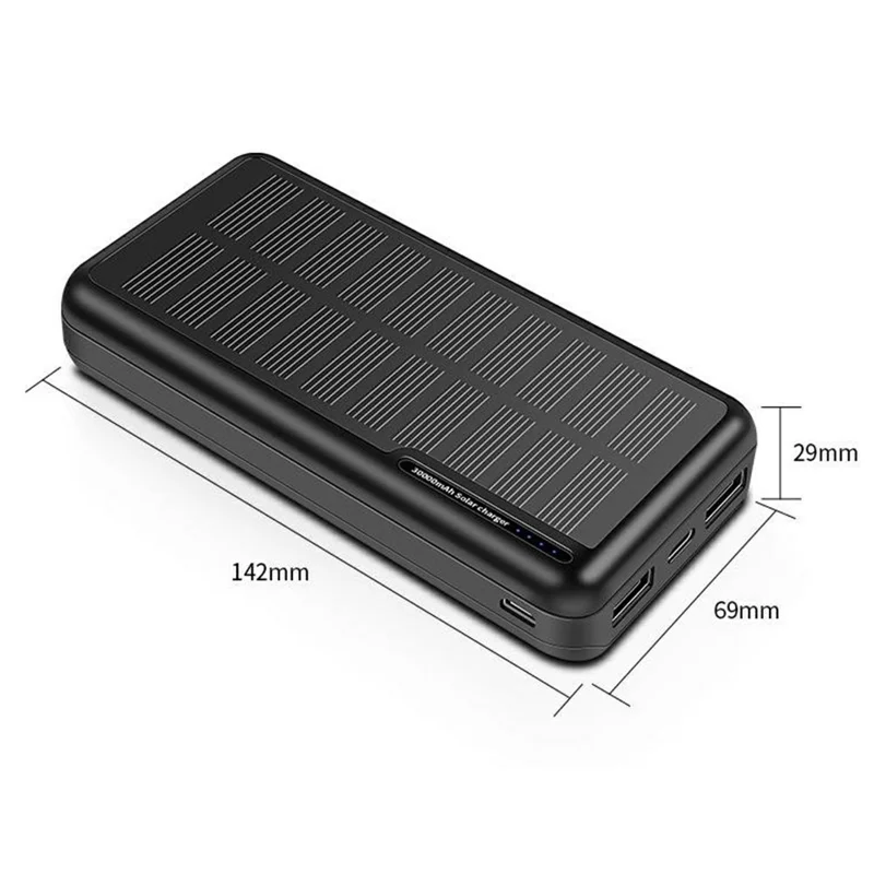 818p Tragbare Solarenergie Powerbank 30000mAh Hochkapazitive Notfall Outdoor Telefon-Ladegerät