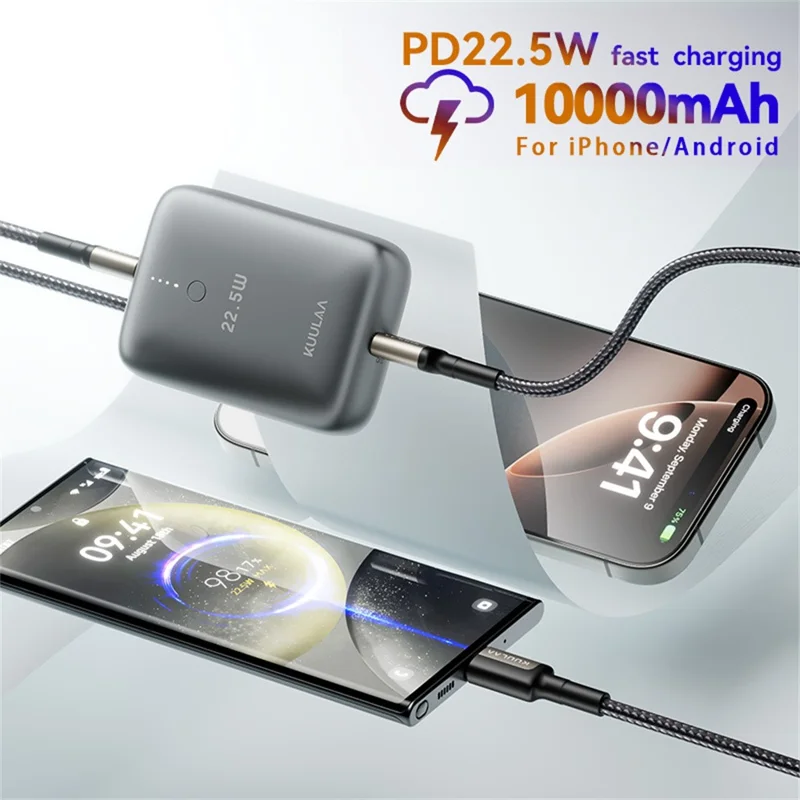 KUULAA KL-J08 Smartphones Powerbank 10000mAh PD 22,5W Schnellladegerät - Grau
