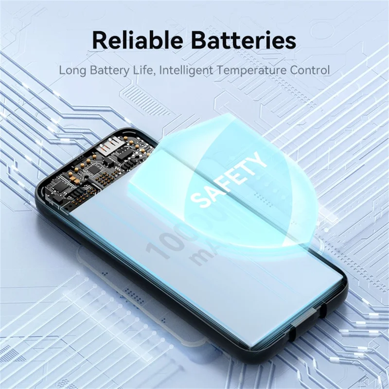 KUULAA KL-P100 Power Bank de 10000 mAh con Carga Rápida de 22,5W, Batería Portátil con Cables Integrados Tipo C + iP
