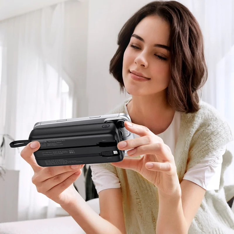 KUULAA KL-P200 Batería externa de 20000mAh, carga rápida de 22,5W, cargador portátil con cables Type C e iP integrados