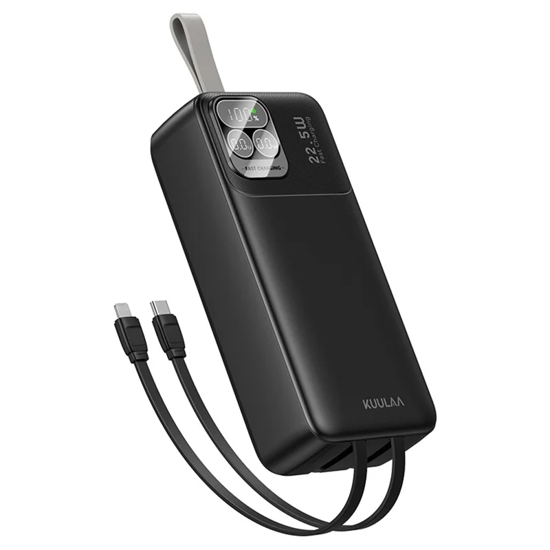 KUULAA KL-P300 Power Bank da 30000mAh con Ricarica Veloce 22.5W Caricabatterie Portatile con Cavi Type C + iP Integrati