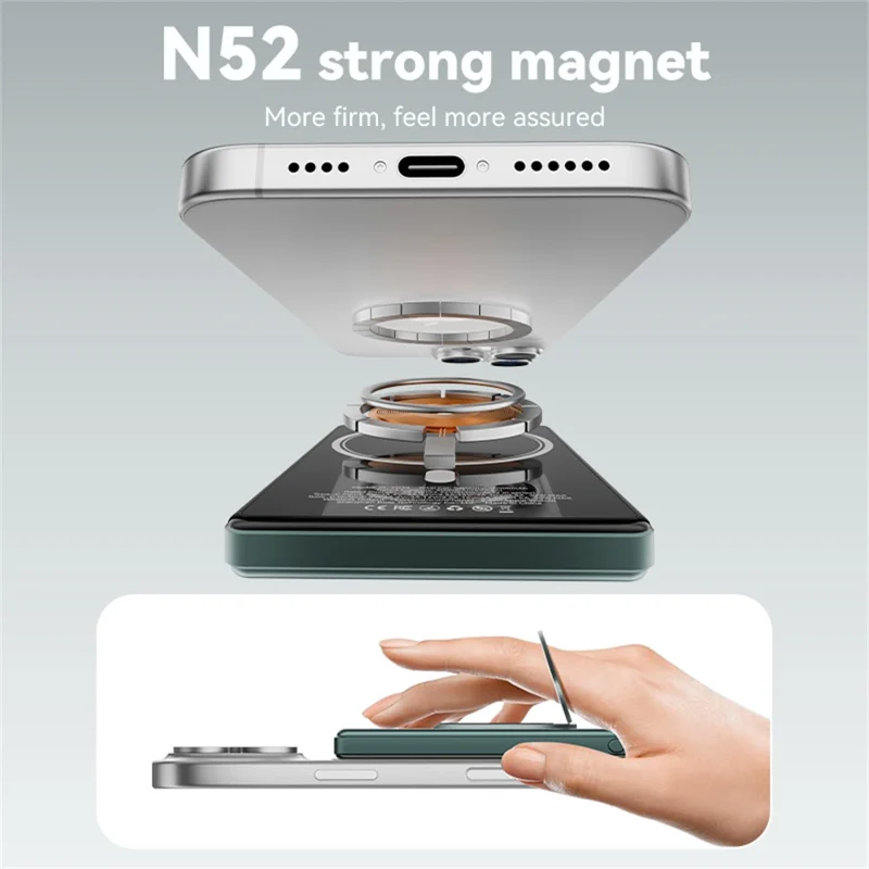 KUULAA KL-YD74 15W Magnetic Wireless Charging 10000mAh QI2 Power Bank with Rotating Stand