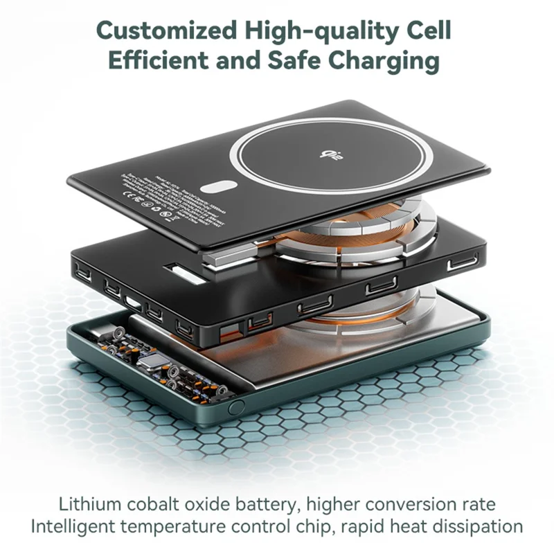 KUULAA KL-YD74 15W Magnetic Wireless Charging 10000mAh QI2 Power Bank with Rotating Stand