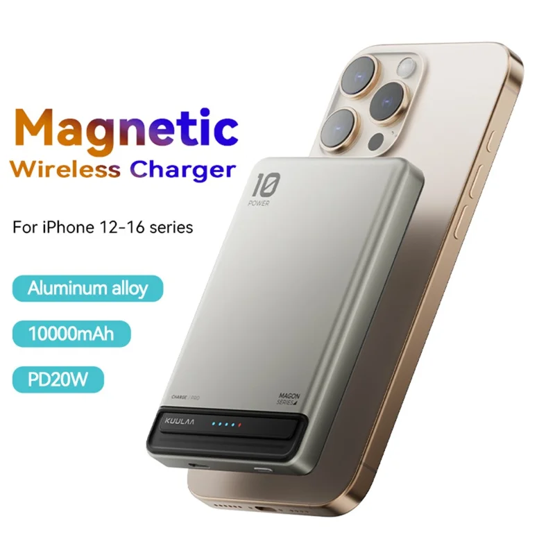 KUULAA KL-YD75 15W Magnetische Wireless Ladegerät 10000mAh Powerbank Handyladegerät - Titan