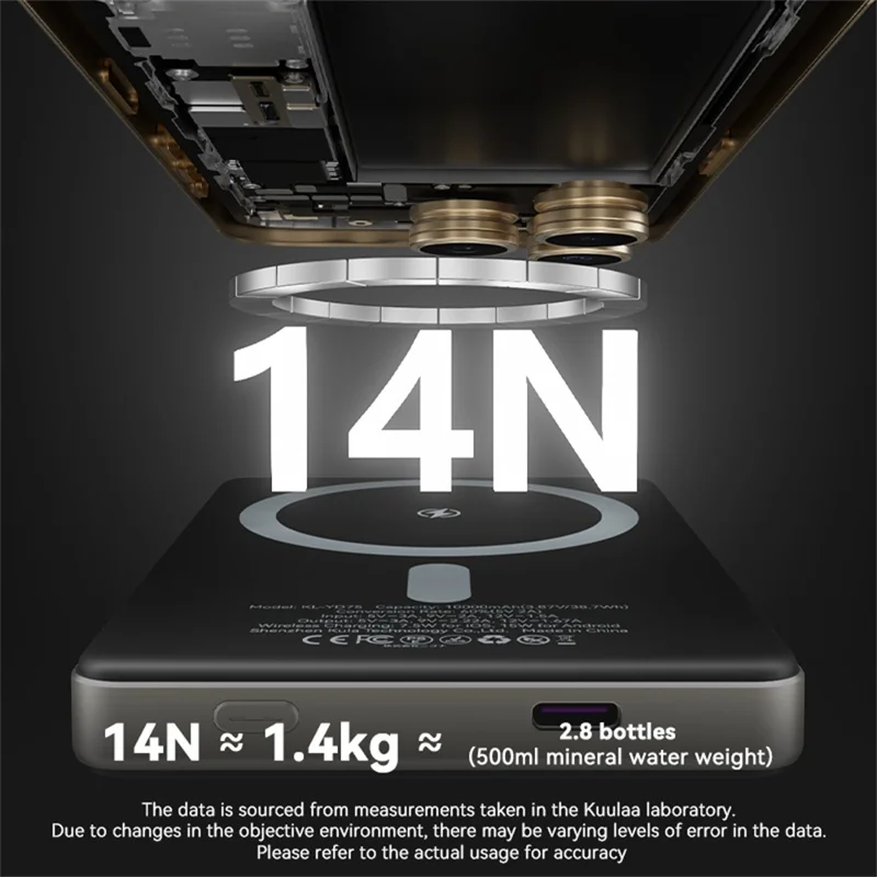 KUULAA KL-YD75 15W Magnetische Wireless Ladegerät 10000mAh Powerbank Handyladegerät - Titan