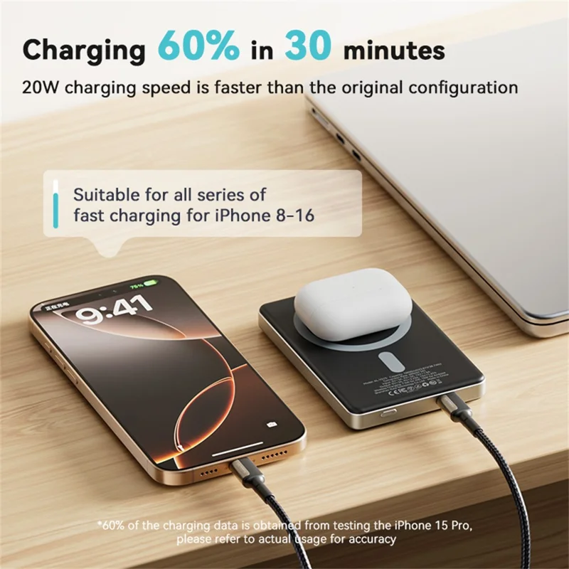 KUULAA KL-YD75 15W Magnetische Wireless Ladegerät 10000mAh Powerbank Handyladegerät - Titan