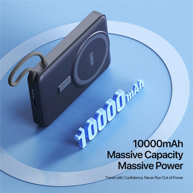 DUZZONA P2 Magnetische kabellose Ladestation 10.000 mAh Powerbank mit aufklappbarem Ständer und integriertem USB-C-Kabel