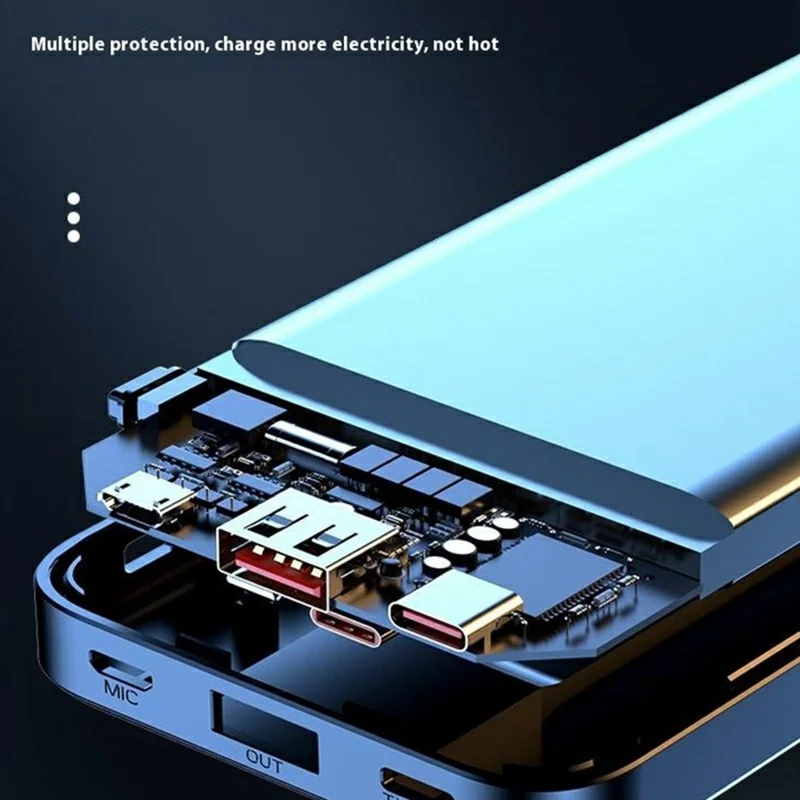 S38N 10000mAh Powerbank mit integriertem iP + Type-C-Kabel, 22,5W Schnellladung, Digitale Anzeige, Tragbares Ladegerät - Weiß