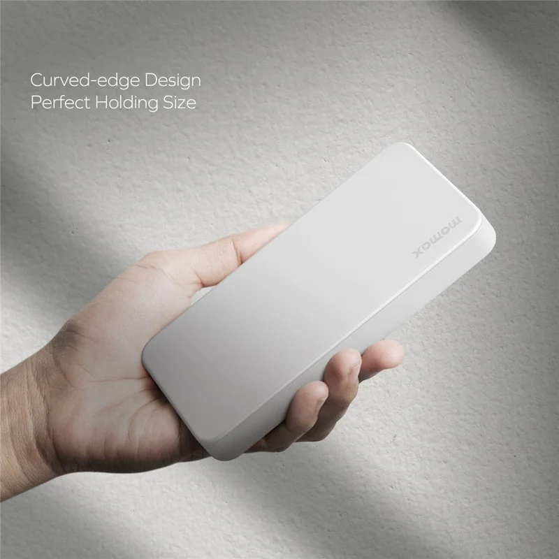MOMAX 1-Power Vital Batterie Externe 20000mAh PD 20W Charge Rapide 2 Type-C + 1 USB-A Chargeur de Téléphone - Blanc