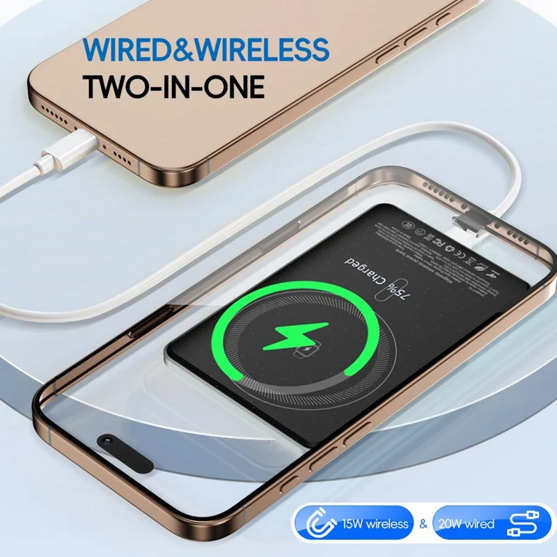 F16 10000mAh Digital Display Portable Charger Ultra Thin 15W Magnetic Power Bank for iPhone  /  AirPods  /  Apple Watch - Rose Gold