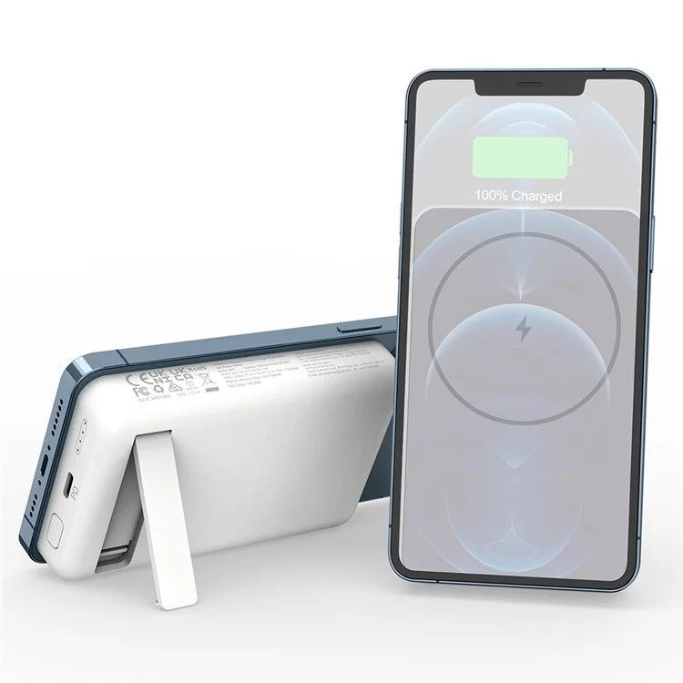 CHOETECH B651 10000mAh Magnetic Wireless Power Bank Portable Charger External Battery Pack with Folding Stand - White