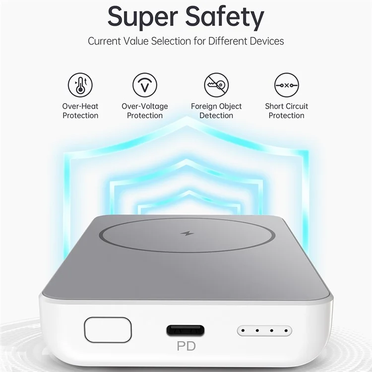 CHOETECH B651 10000mAh Magnetic Wireless Power Bank Portable Charger External Battery Pack with Folding Stand - White