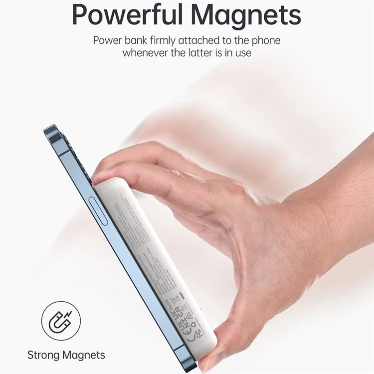 CHOETECH B651 10000mAh Magnetic Wireless Power Bank Portable Charger External Battery Pack with Folding Stand - White