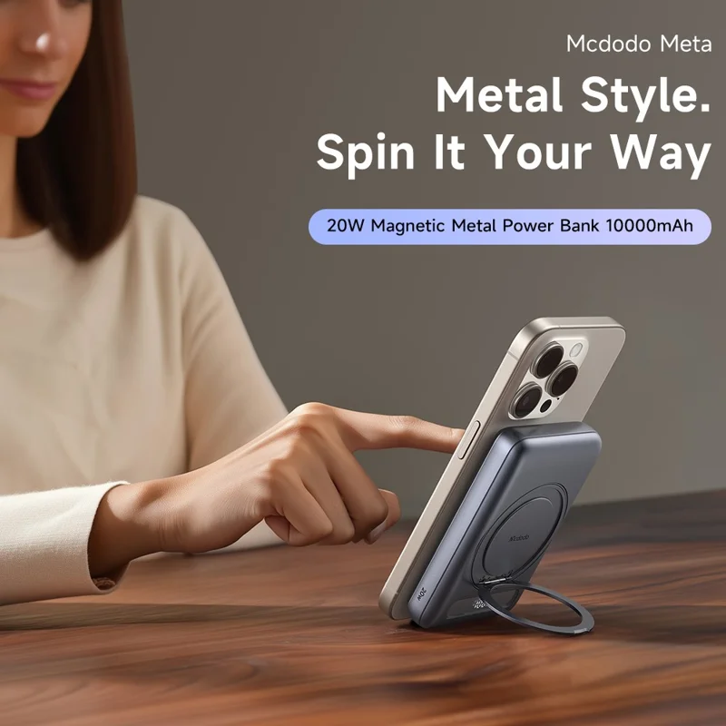 MCDODO MC-837 10000mAh 20W Metal Ultra Thin Magnetic Power Bank Wireless Charging Phone Charger