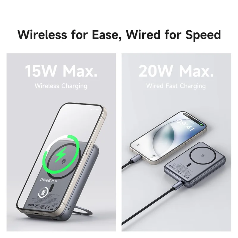 MCDODO MC-837 10000mAh 20W Metal Ultra Thin Magnetic Power Bank Wireless Charging Phone Charger
