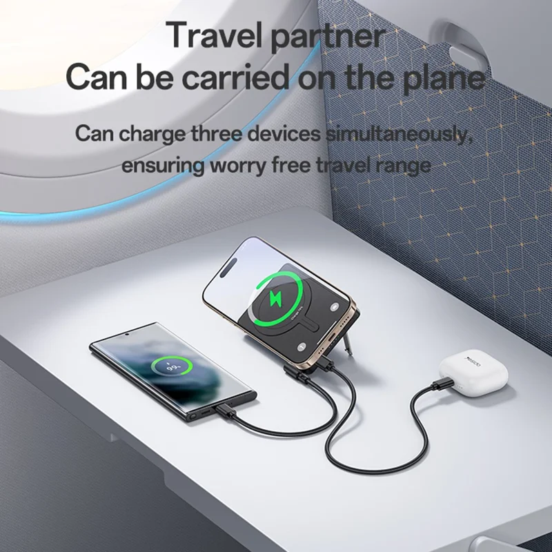 YESIDO YP78 Magnetic Wireless Charging 10000mAh Phone Power Bank with Built-in Cable + Kickstand