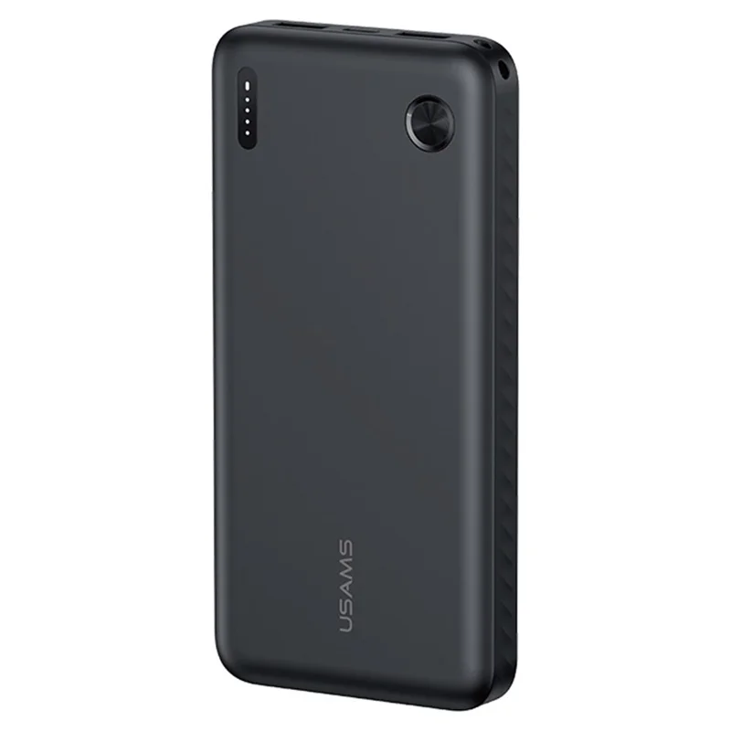Batería externa USAMS PB83 CD253 de 10000mAh con 2 salidas USB, cargador portátil para Android e iPhone - Negro