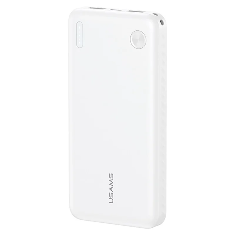 USAMS PB83 CD253 10000mAh Power Bank with 2 USB Outputs Portable Charger for Android iPhone - White