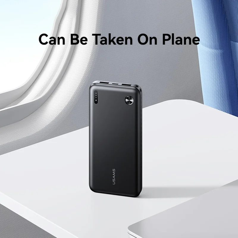 USAMS PB83 CD253 10000mAh Power Bank with 2 USB Outputs Portable Charger for Android iPhone - White