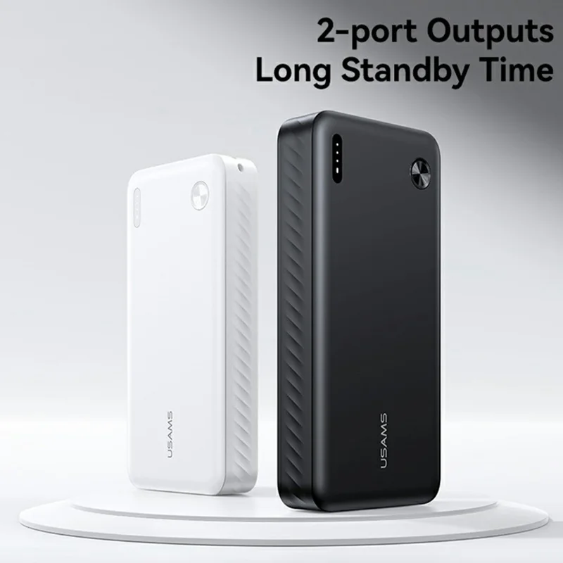 USAMS PB83 CD254 20000mAh Powerbank mit 2 USB-Ausgängen Tragbares Ladegerät für Android iPhone - Schwarz
