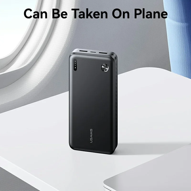 USAMS PB83 CD254 20000mAh Powerbank mit 2 USB-Ausgängen Tragbares Ladegerät für Android iPhone - Schwarz