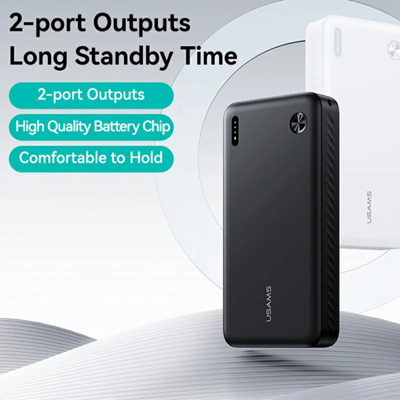 USAMS PB83 CD254 20000mAh Powerbank mit 2 USB-Ausgängen Tragbares Ladegerät für Android iPhone - Schwarz