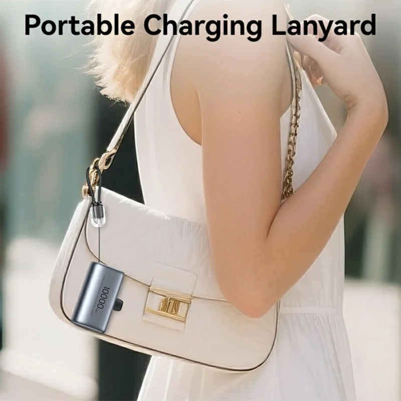 USAMS PB82 CD252 10000mAh Mini Capsule Power Bank with Type C Tail Plug 20W Fast Charging Portable Charger - Desert Color