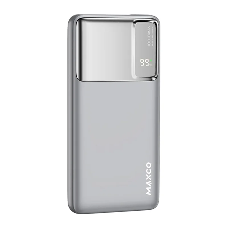 MAXCO MP55 10000mAh Power Bank 22.5W Fast Charging Battery Pack with 70cm Retractable Type C Cable - Grey