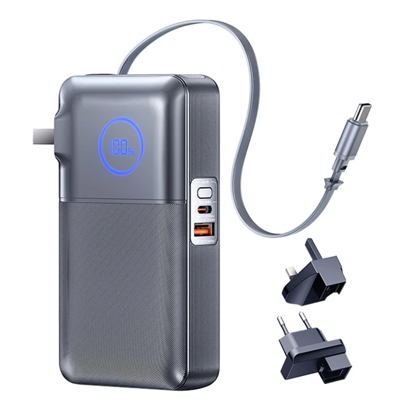 REMAX CP-5 35W Power Bank 10000mAh Wall Charger with Retractable Cable and EU Plug  /  UK Plug