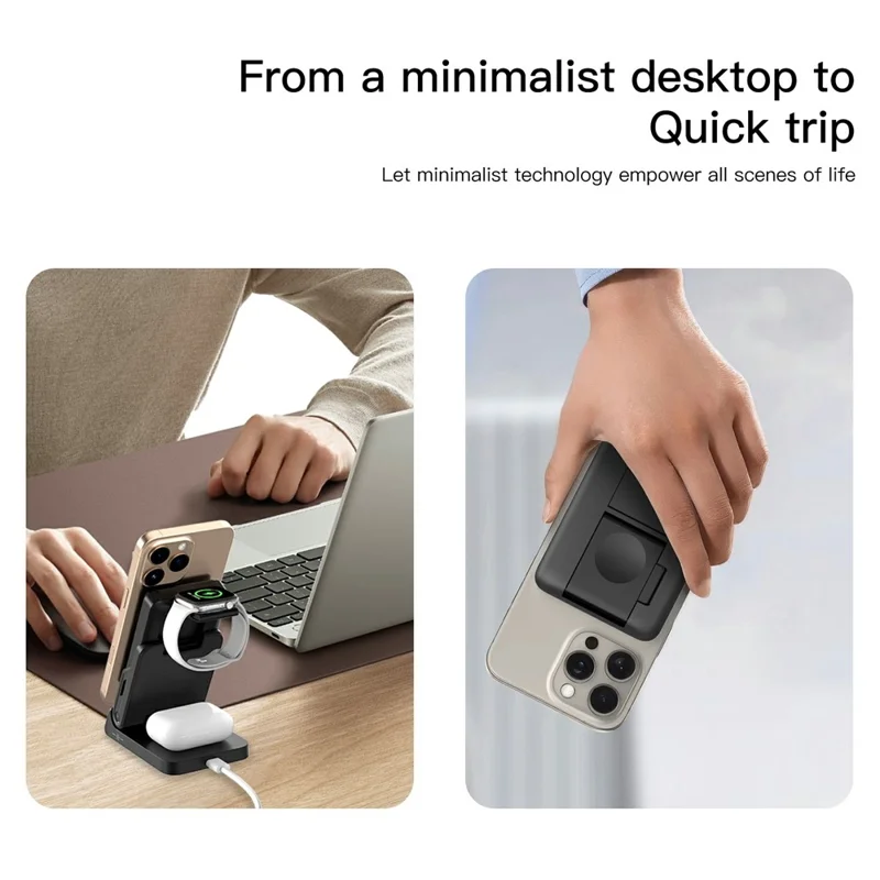 JJT-C43 Caricabatterie wireless magnetico da 15W Power Bank 10000mAh per Telefono, Orologio e Auricolari - Nero
