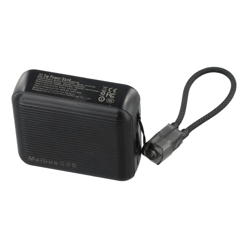 MAIBUS Power Bank 10000mAh per iPhone 15 / 16 Smartphone 22,5W Caricabatterie Portatile USB-C PD Ricarica Rapida - Nero