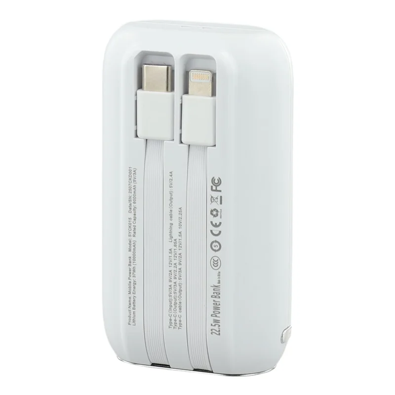 MAIBUS 10000mAh Power Bank 37W Caricabatterie Portatile a Ricarica Rapida per Dispositivi Mobili - Bianco