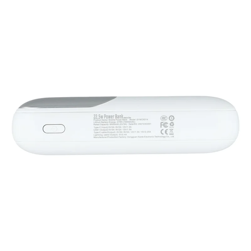 MAIBUS Power Bank 10000mAh Carregador Portátil com Carregamento Rápido de 22,5W, Entrada/Saída USB-C para Smartphones e Tablets - Branco