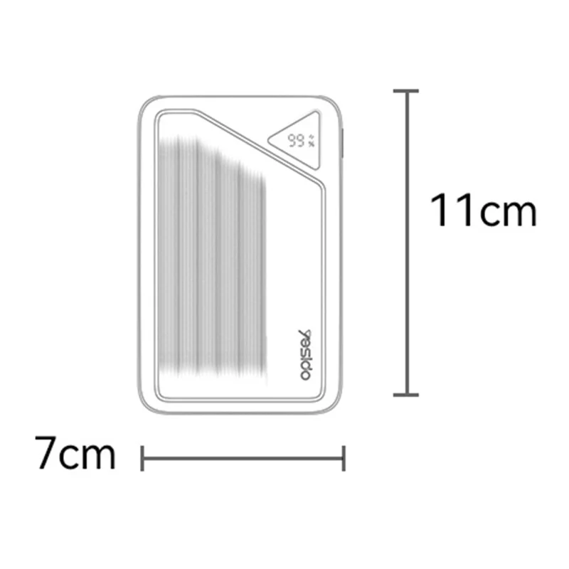YESIDO YP84 10000mAh Power Bank Digital Display 22.5W Fast Charging Portable Phone Charger with Built-in Type-C 8Pin Cable